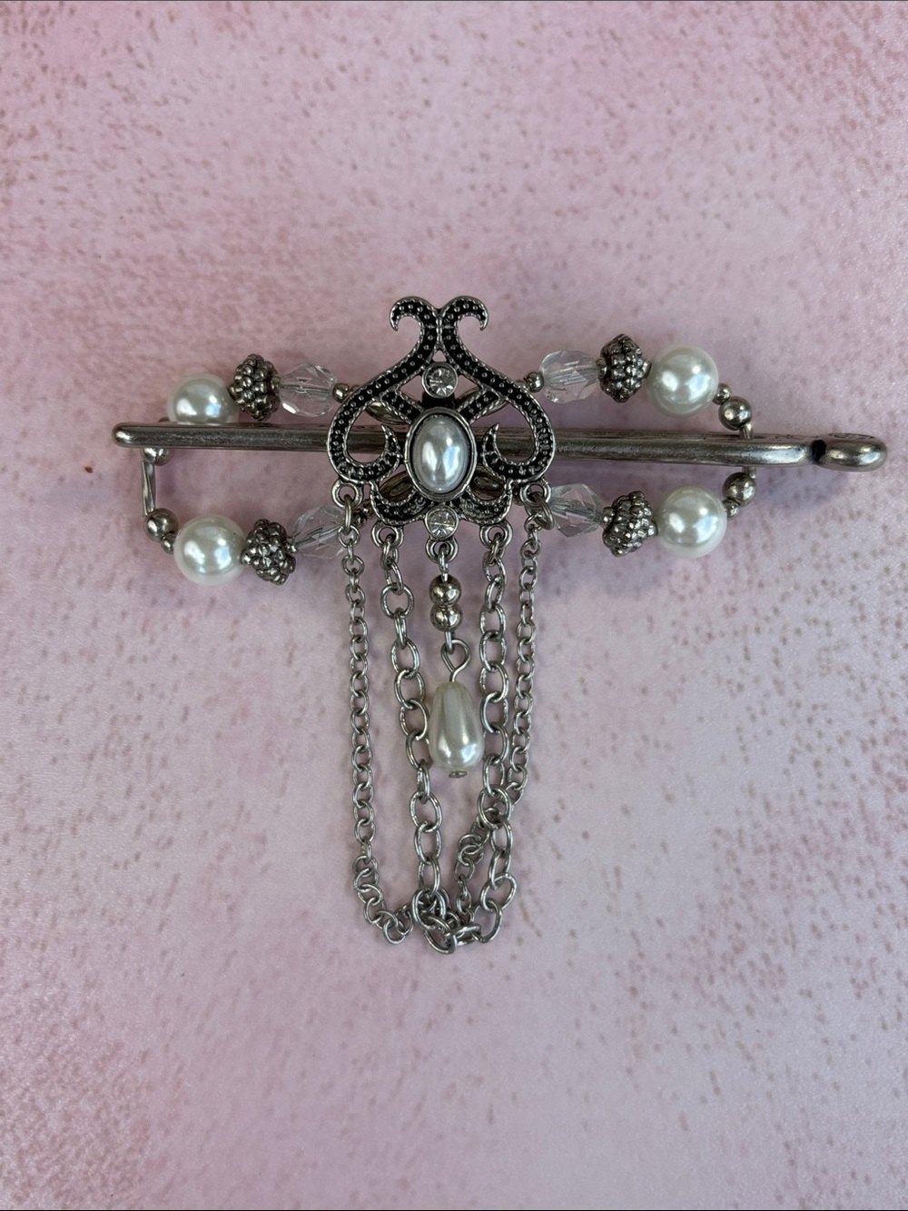 Silver Pearl Dangle  Lila Rose flexi hair clip- Women’s hair accessory small